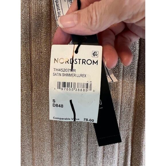 NWT Tahari Gold Metallic Pleated Midi Skirt Size S - Picture 6 of 9